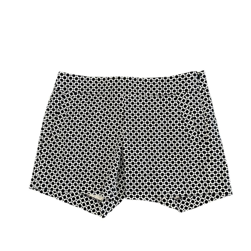 J CREW City Fit Shorts Stretch Chino Black Cream Geometric Print 37571 Size 4
